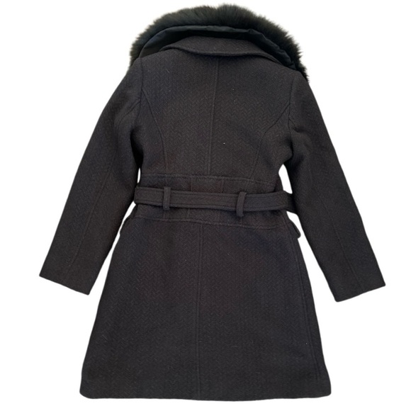 Marciano Wool Blend Tie-Waist Collar Coat Jacket, Chocolate Brown, Size S/P - Picture 4 of 13